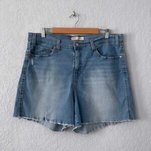 levi strauss light wash blue denim signature heritage high-rise shorts size 18